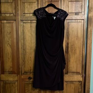 Elegant Purple Dress with Embellished Shoulders